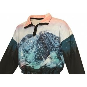 Justice Girls‎ M (10) Mountain Galaxy Quarter Zip Pullover Sweatshirt Crop